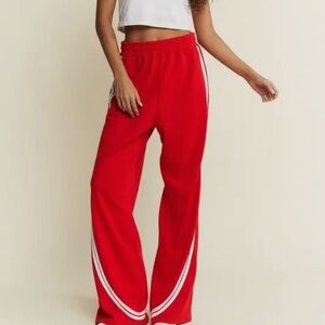 Jade by Jane Red Track Pants with White Stripes New in bag